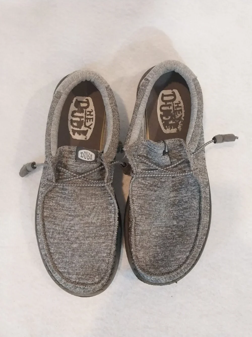 Hey Dude Shoes Mens 8 Gray Knit Wally Sport Slip On Boat Loafer Casual Comfort.